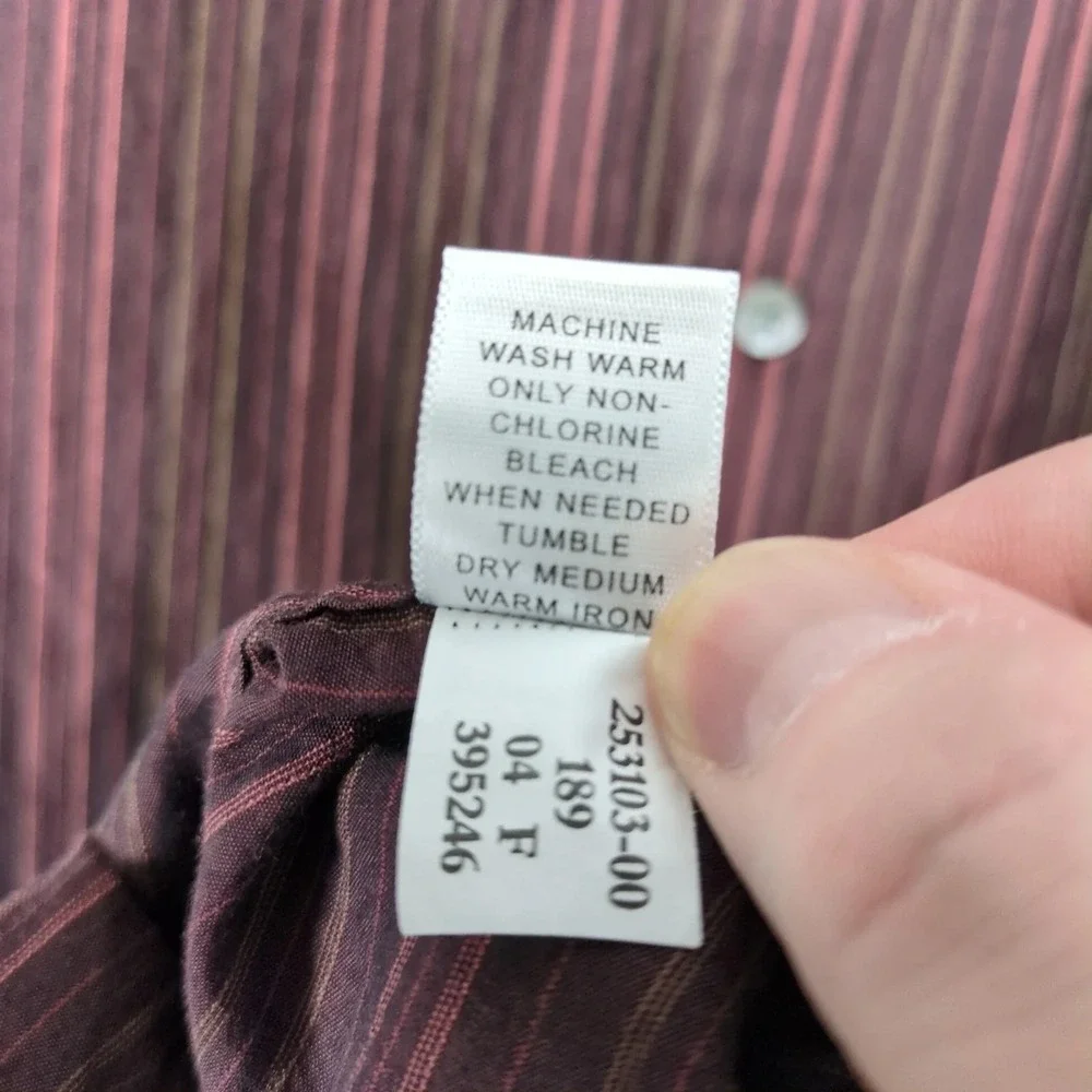 Vintage Y2K Banana Republic Brown Striped Dress Shirt Mens L French Cuff 16-16.5